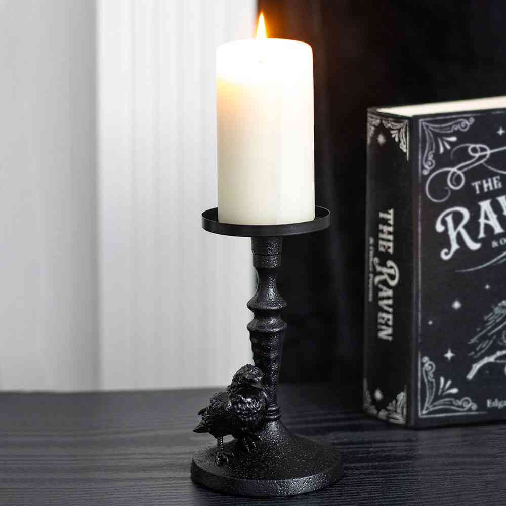 Something Different - Mystic Raven Pillar Bougeoir - Noir